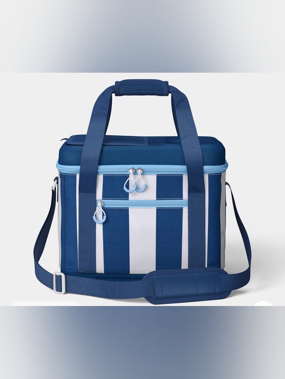 24 Cans 20.7 Quart To Soft sided Blue Stripe Sun Squad Cooler